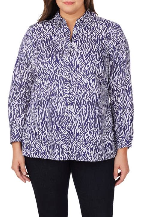 Zebra Journey Button Up Shirt Plus Size