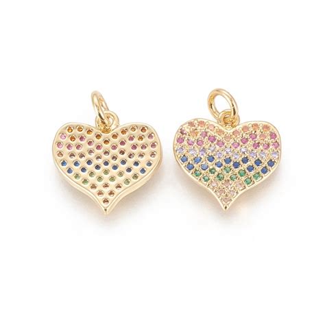 Dije corazón laminado oro 18k goldfilled con microcircones de colores