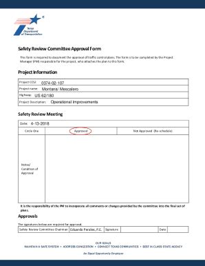 Fillable Online Ftp Txdot Safety Review Committee Approval Form