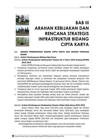 BAB III ARAHAN KEBIJAKAN DAN RENCANA STRATEGIS INFRASTRUKTUR BIDANG