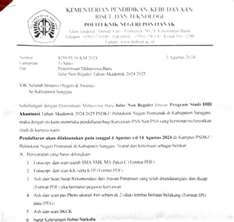 Info Penerimaan Mahasiswa Baru Jalur Non Reguler Tahun Akademik 20242025 Portal Resmi