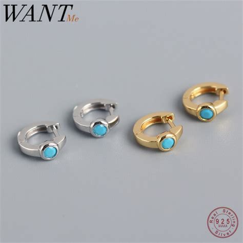 WANTME Fashion Pave Blue Turkish Zircon Round Small Stud Earrings For