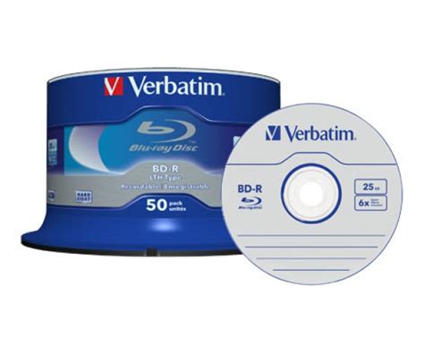 50 Verbatim Blu Ray Bd R Lth 25gb 6x Spindel