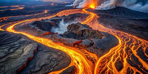 Lava Flowing From A Volcano On The Island Of Vanuatu A Unique Shot From