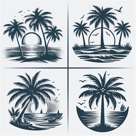 Premium Vector Palm Tree Svg Vector Silhouette Bundle File