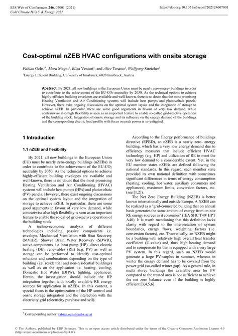 PDF Cost Optimal NZEB HVAC Configurations With Onsite Storage