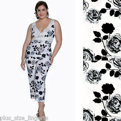 Plus Size Lingerie Pajamas Size X Ivory And Black Rose VX Intimates X EBay