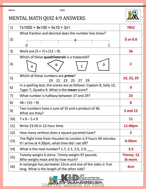 11th Grade Math Worksheets Geometry