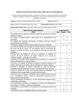 Inspección para trabajos de soldadura PDF