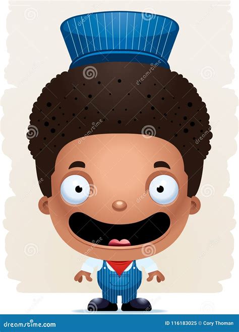 Cartoon Boy Conductor Smiling Stock Vector Illustration Of Person