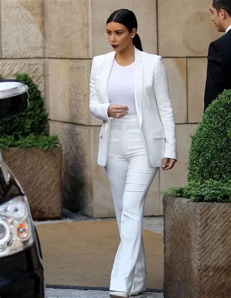 Custom Made White Womens Suits Formal Jacket+Pants Pants Suit Office Ladies Business Tuxedos ...