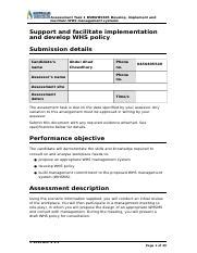 Assessment Task 1 Docx Assessment Task 1 BSBWHS605 Develop Implement