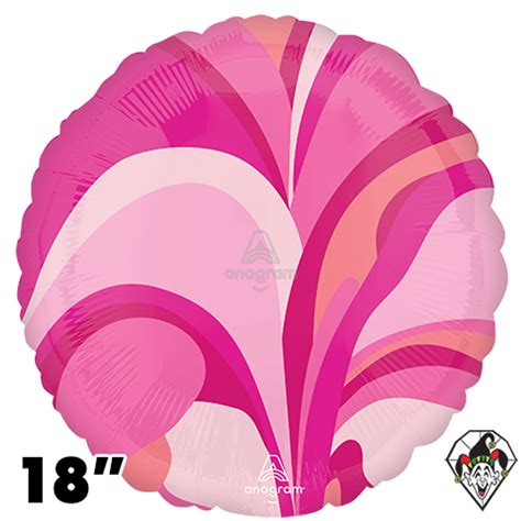 18 Inch Circle Pink Macro Marble Balloon Anagram 1ct