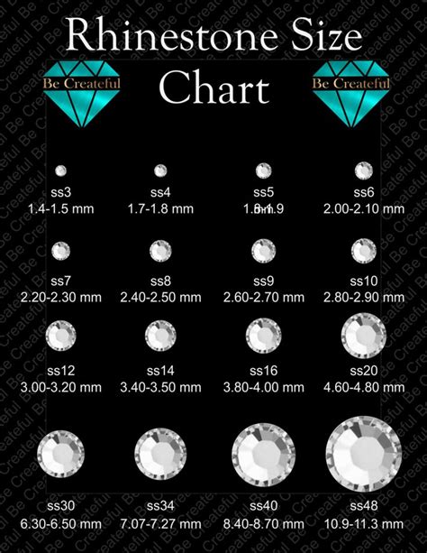 Actual Printable Rhinestone Size Chart