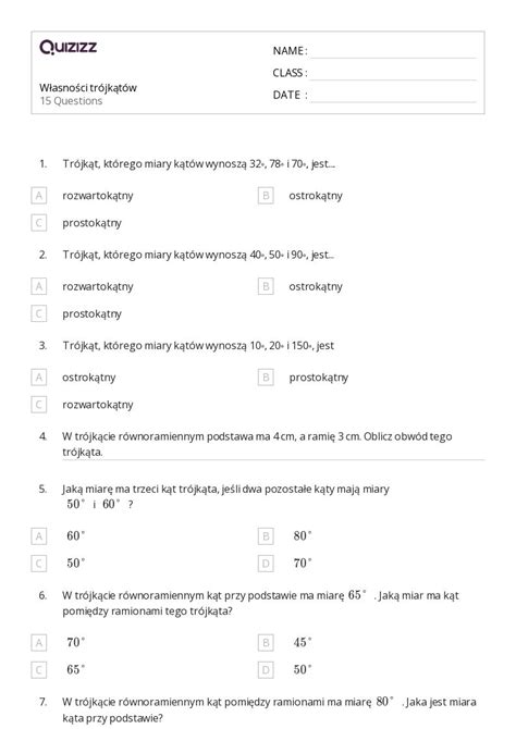 Ponad Jednostki Miary Arkuszy Roboczych Dla Klasa W Quizizz