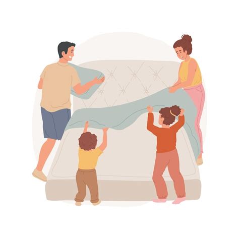 Premium Vector Making Bed Isolated Cartoon Vector Illustration