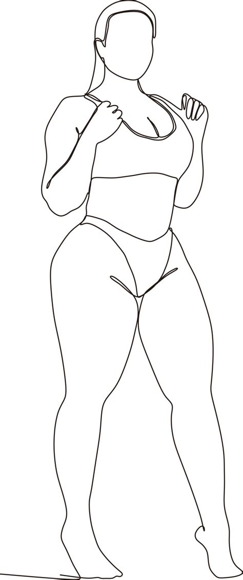 línea continua de hermosas mujeres en bikini en verano Vector en Vecteezy