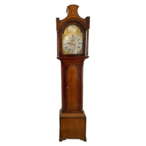 Antique George III Quality Brass Face Oak Longcase Clock By William