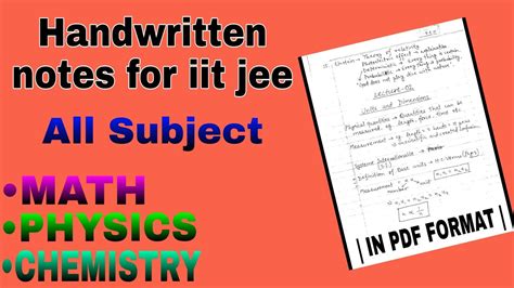 Handwritten Notes For Iit Jee Notes For Iit Jee Pdf Iit Jee Toppers