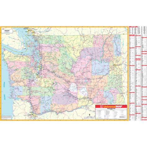 Washington State Wall Map By Kappa The Map Shop