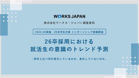 約7割の学生がインターンシップ参加企業へ｢早期選考の案内｣を望むと回答ワークス・ジャパン【26卒学生】is意識調査 Works