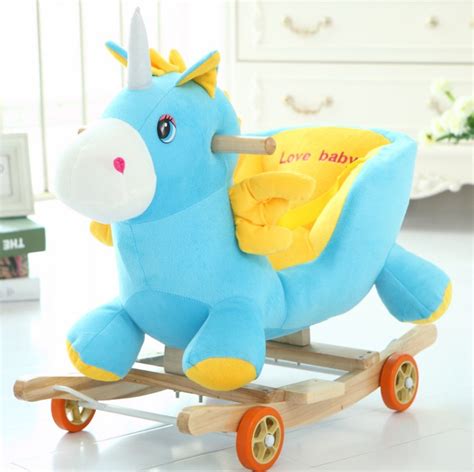 Plush Baby Rocking Chair Children Wood Swing Seat Kids Rocking Animal Toy With Sound - Buy Baby ...