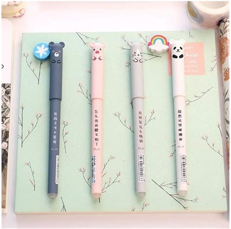 Cute Animal Gel Pen 035mm Cartoon Animal Erasable Blue Ink Gel Pen