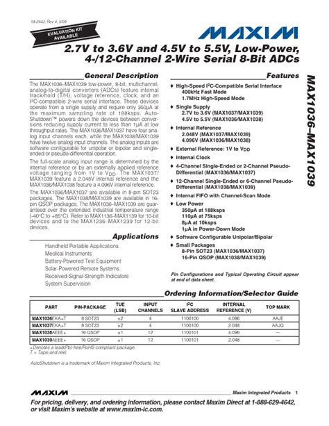 Max Datasheet Pdf Channel Wire Serial Bit Adcs