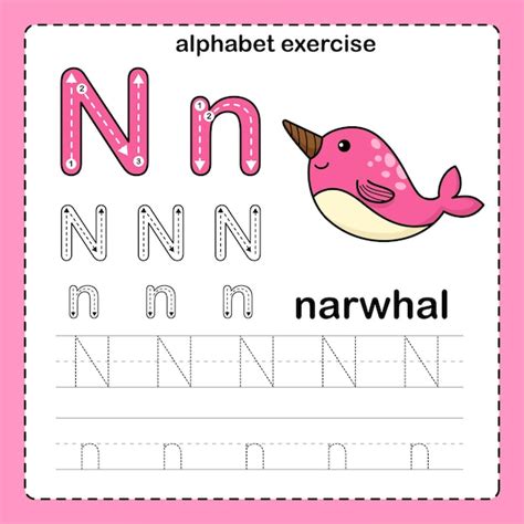 Exercice De Narval Alphabet Lettre N Avec Vecteur D Illustration De