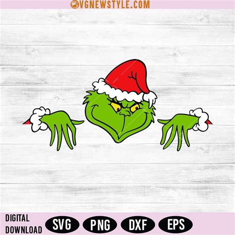 Grinch Peeking Over Fence Svg Christmas Grinch Svg Digital Download