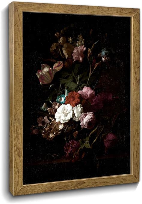 Vintage Dark Black Botanical Floral Canvas Poster-Moody Flower Wall Art, Victorian Gothic Dark ...