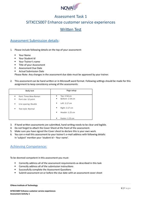 AT1 Sitxccs 007 Assessment Task 1 SITXCCS007 Enhance Customer