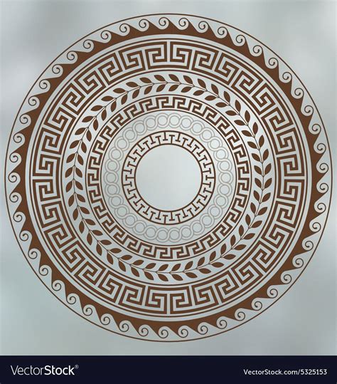 Meander And Wave Ancient Greek Borders Set Of Circular Ornaments