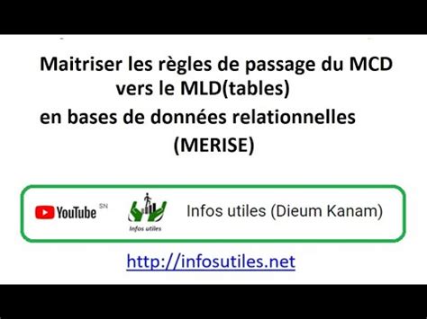 Tuto Maitriser Les R Gles De Passage Du Mcd Vers Le Mld En Bdd Rel