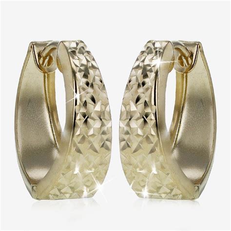 9ct Gold Diamond Cut Huggie Earrings Warren James