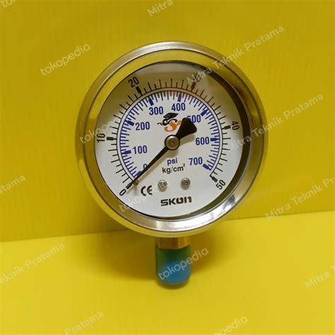 Jual Manometer Pressure Gauge Stainless SKON 4 Inchi 50 Bar 700 Psi