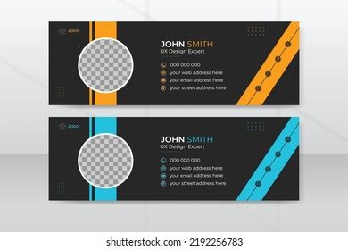 Flat Modern Email Signature Template Black Stock Vector Royalty Free