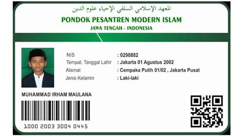 Contoh Kartu Santri Pondok Pesantren Bisa Transaksi Digital