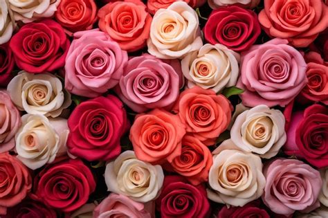 Premium Photo Beautiful Roses Arrangement Top View