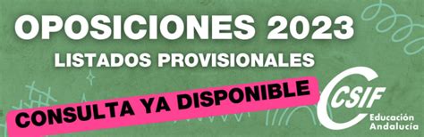 CSIF OPOSICIONES LISTADOS PROVISIONALES