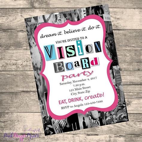 5x7 Printable Vision Board Party Invitation Digital File ONLY Etsy