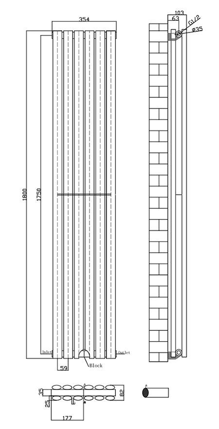 Metro Vertical Radiator White Designer Radiators