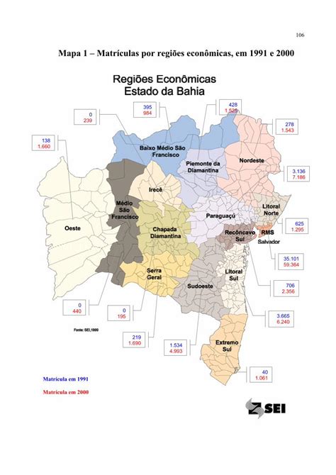 PDF Mapa 1 Matrículas por regiões econômicas em 1991 e 2000 M C