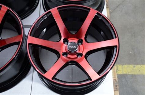 X X Wheels Rims Black Red Low Offset Honda Civic Miata Corolla