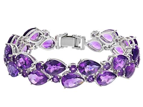 Pre Owned Purple African Amethyst Sterling Silver Bracelet 5838ctw