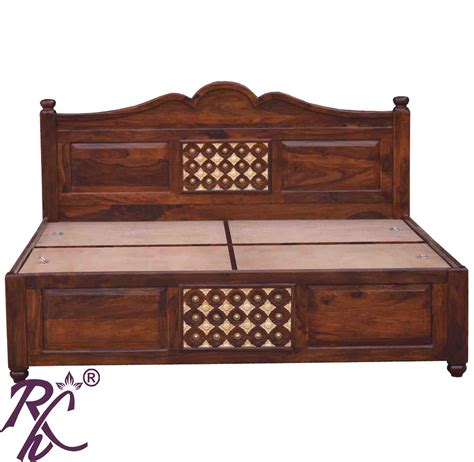 Solid Wood Brass Bakhra Design King Size With Storage Bed Raj Handicraft