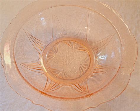 Vintage Large Pink Depression Glass Bowl Fabulous And Ornate Etsy