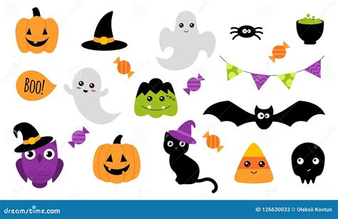 Etiquetas Engomadas De Halloween Aislado En Blanco Vector Ilustración