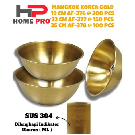 Jual Mangkok Korea Gold Emas Elegan Baskom Stainless Gold SUS304 19