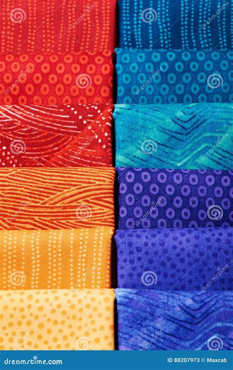 Pieces Of Quilting Fabrics Lying On Top Of Each Other Stock Image